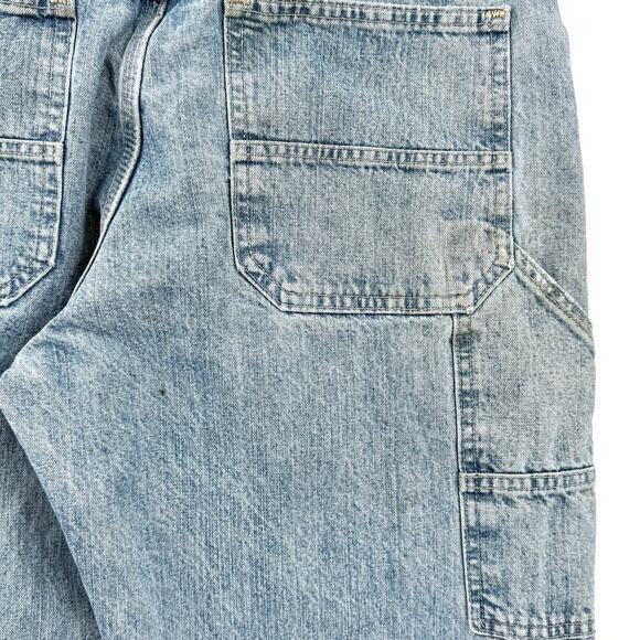 VTG Lee Dungarees Thrashed Distressed Carpenter Jeans Mens Size 32x30 Light Wash - Picture 3 of 12